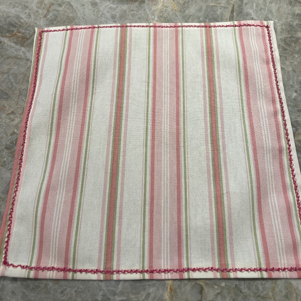 Set of 8 Cloth Napkins, Pink Stripe 13"